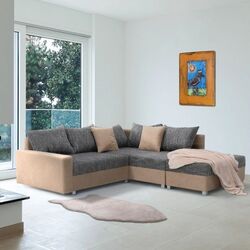 Диван угловой с пуфом Mobhaus Ida New Right (Beige/Gray) Thumb