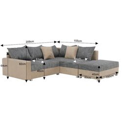 Диван угловой с пуфом Mobhaus Ida New Right (Beige/Gray) Thumb