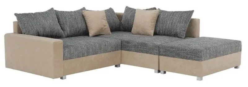 Диван угловой с пуфом Mobhaus Ida New Right (Beige/Gray)