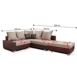 Диван угловой с пуфом Mobhaus Ida New Right (Brown) Thumb