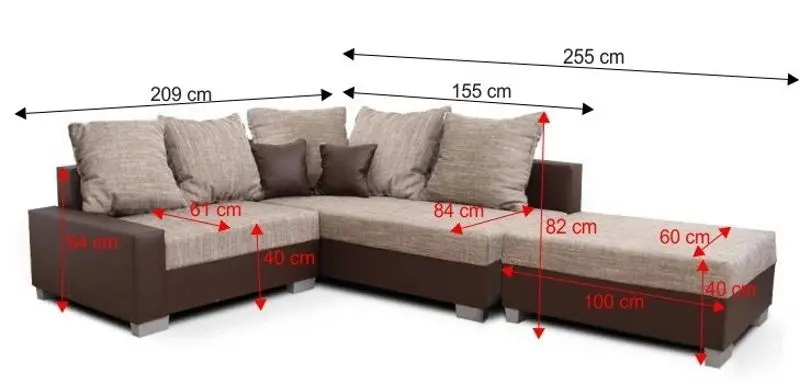 Диван угловой с пуфом Mobhaus Ida New Right (Brown) - 3