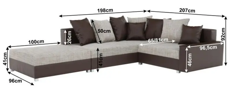Canapea de colt cu puf Mobhaus Petrana New (Brown) - 2