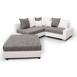 Canapea de colt cu puf Mobhaus Petrana New Left (White/Gray) Thumb