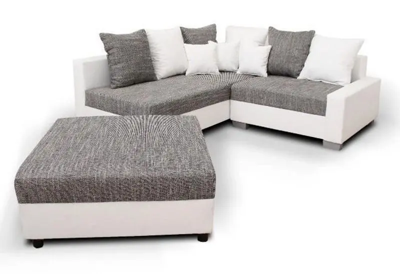 Canapea de colt cu puf Mobhaus Petrana New Left (White/Gray) - 5
