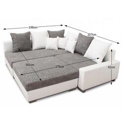 Canapea de colt cu puf Mobhaus Petrana New Left (White/Gray) Thumb