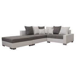 Canapea de colt cu puf Mobhaus Petrana New Left (White/Gray)