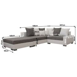 Canapea de colt cu puf Mobhaus Petrana New Left (White/Gray) Thumb