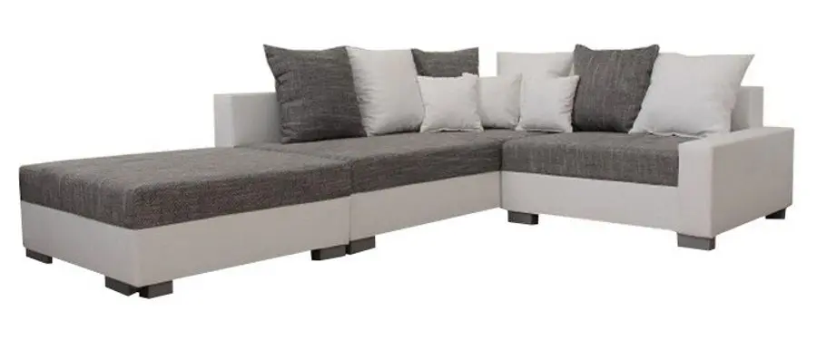 Canapea de colt cu puf Mobhaus Petrana New Left (White/Gray)
