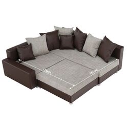 Canapea de colt cu puf Mobhaus Petrana New Right (Brown) Thumb