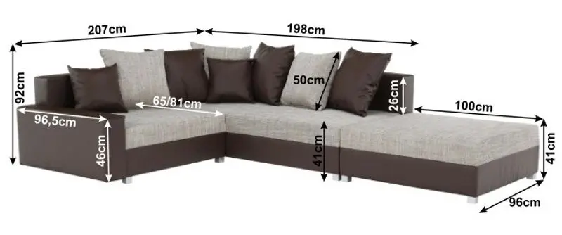 Canapea de colt cu puf Mobhaus Petrana New Right (Brown) - 2