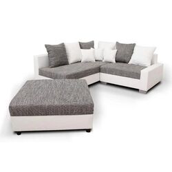 Canapea de colt cu puf Mobhaus Petrana New Right (White/Gray) Thumb