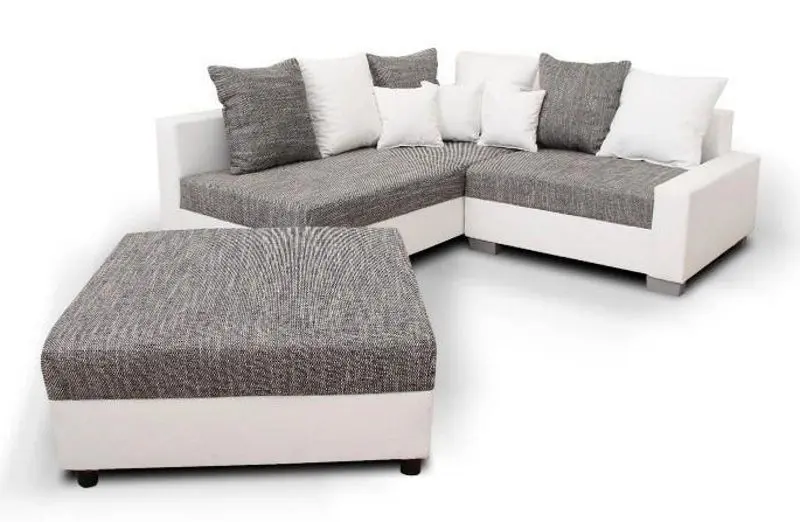 Canapea de colt cu puf Mobhaus Petrana New Right (White/Gray) - 2