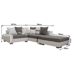 Canapea de colt cu puf Mobhaus Petrana New Right (White/Gray) Thumb