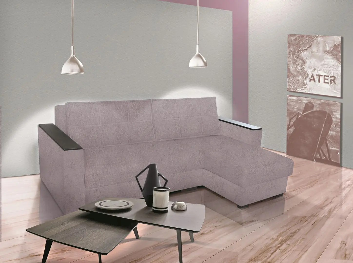 Canapea de colt Modern Arthur New Vavilon 65 Grey Brown (colt Г)