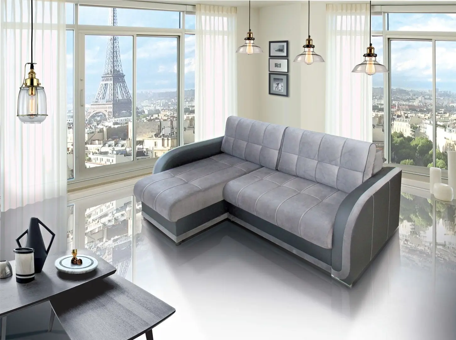 Canapea de colt Modern Barton Alaska 08/Fly Nova 2233 Pearl Blue/Grey (colt 7)