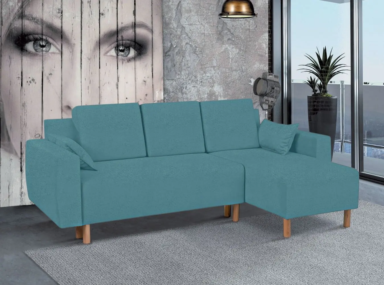 Canapea de colt Modern Leo Alaska 86 (Turquoise)