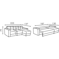 Canapea de colt Modern Lotos Alaska 88 (Dark Blue) Thumb