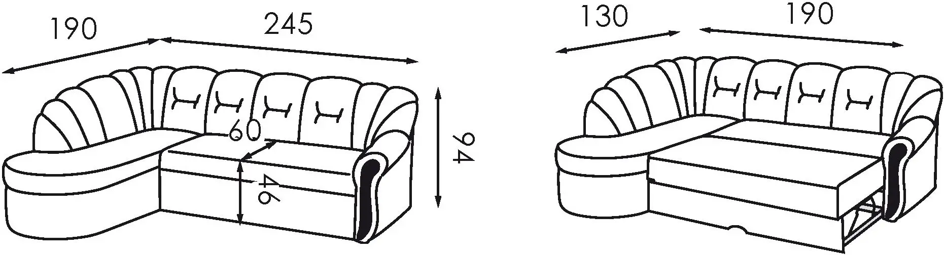 Canapea de colt Modern Mustang Bahama 35 Castor Grey (colt 7)