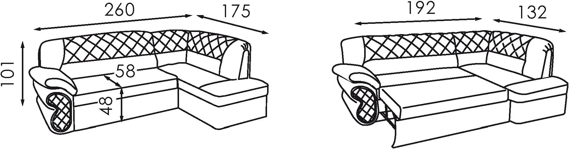 Диван угловой Modern Oskar Fly Nova 2200 White/Wenge (угол Г)