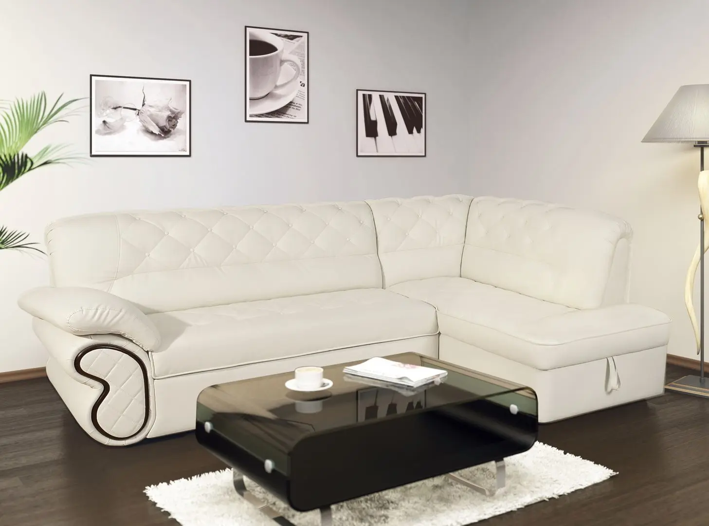 Диван угловой Modern Oskar Fly Nova 2200 White/Wenge (угол Г)