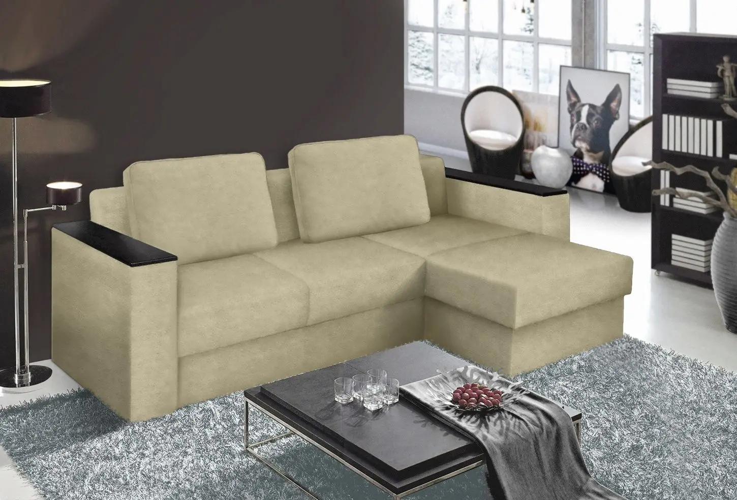 Canapea de colt Modern Soft Alaska 01 Beige (colt Г)