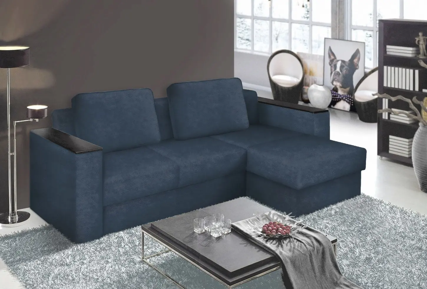 Canapea de colt Modern Soft Alaska 11 Blue (colt Г)