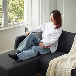 Canapea de colt Ikea Linanas 3-locuri/sezlong (Visle Gri Inchis) Thumb