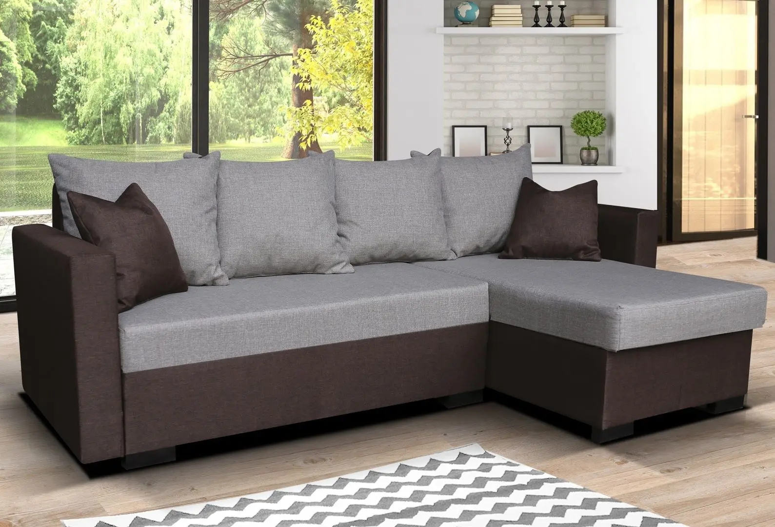 Canapea de colt Platan Karol 03 (Brown/Cappuccino)