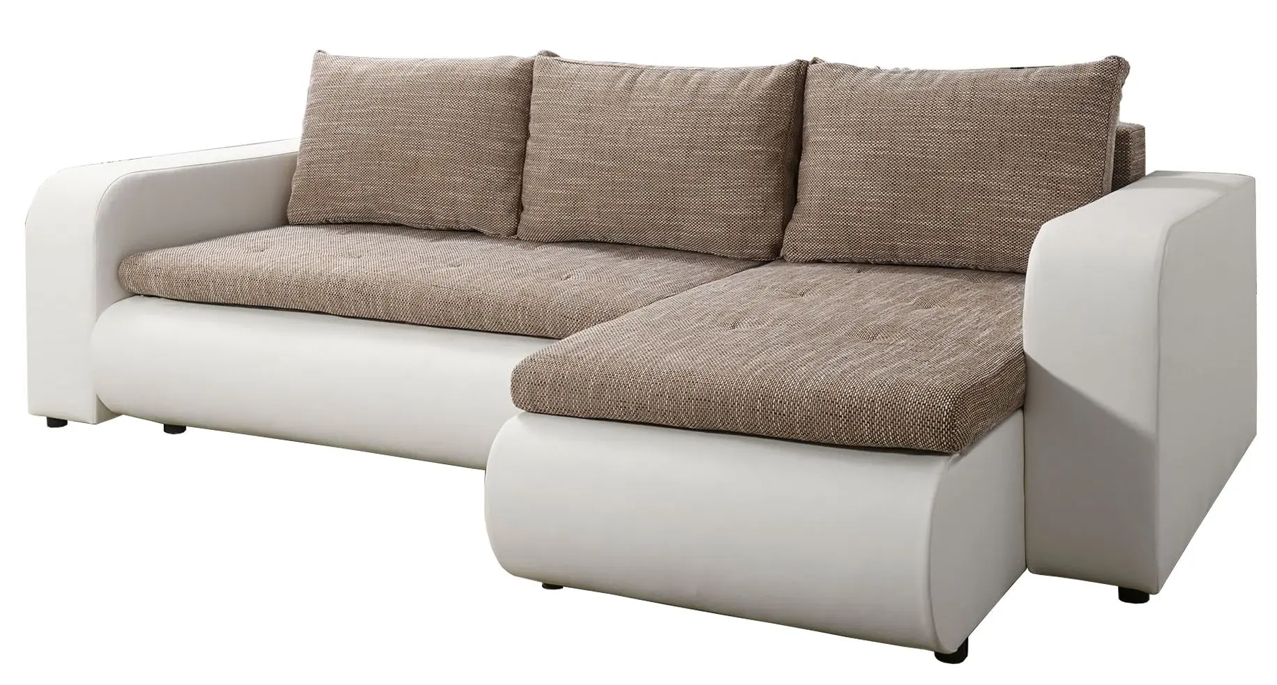 Canapea de colt Tempo Kondela Buran Roh Right (White/Brown)