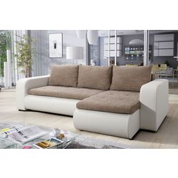 Canapea de colt Tempo Kondela Buran Roh Right (White/Brown)