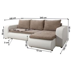 Canapea de colt Tempo Kondela Buran Roh Right (White/Brown) Thumb