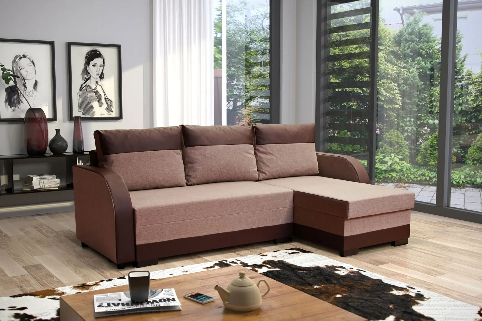 Canapea de colt Platan Emil (Brown/Cappuccino)