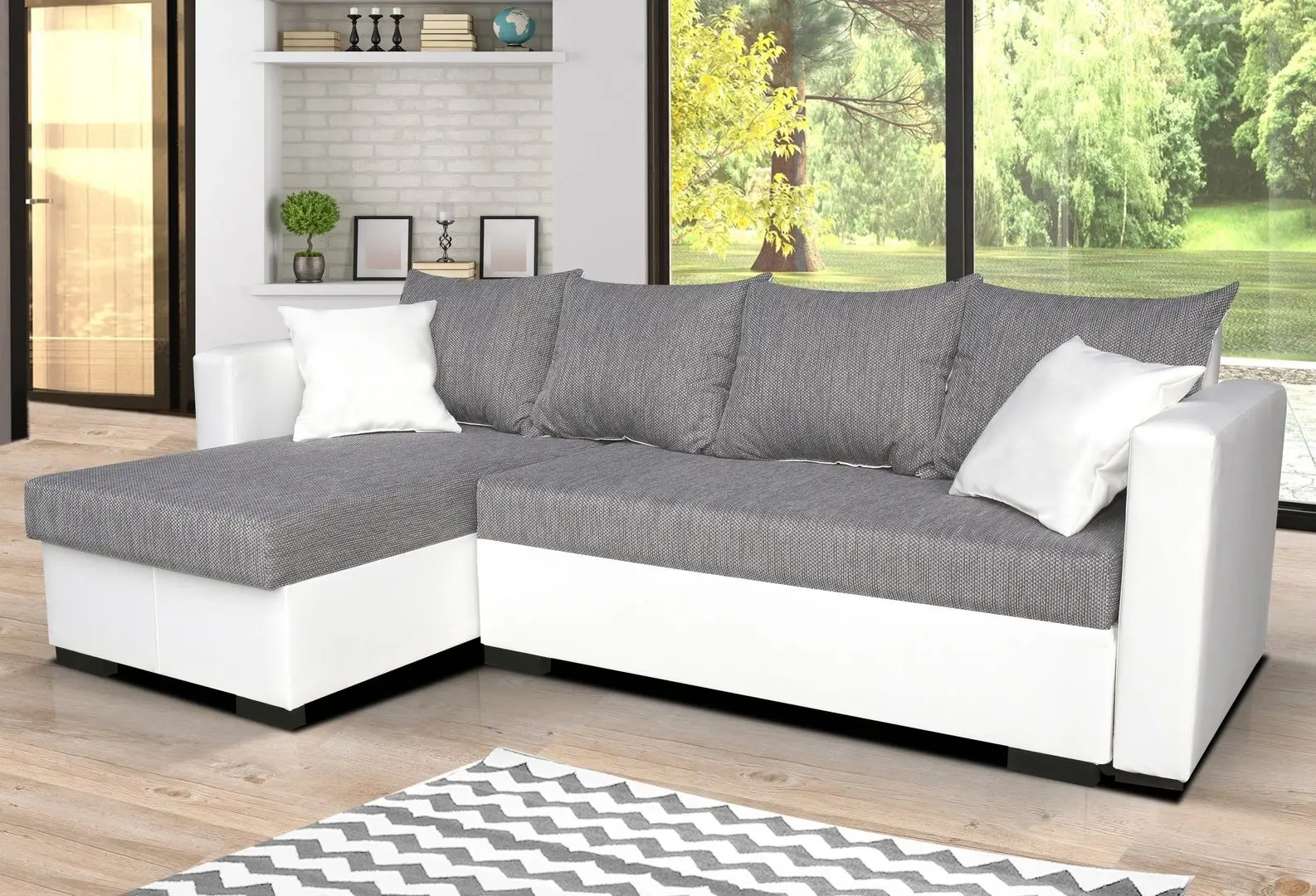 Canapea de colt Platan Karol 01 (White/Gray)