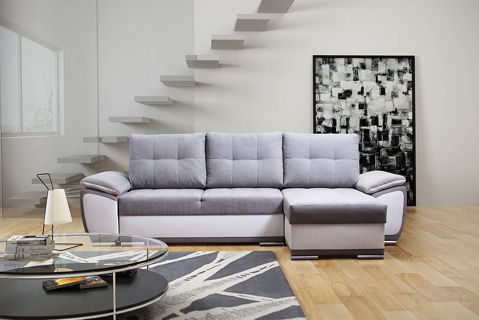 Диван угловой Platan Karolina 01 (White/Light Gray) - 3