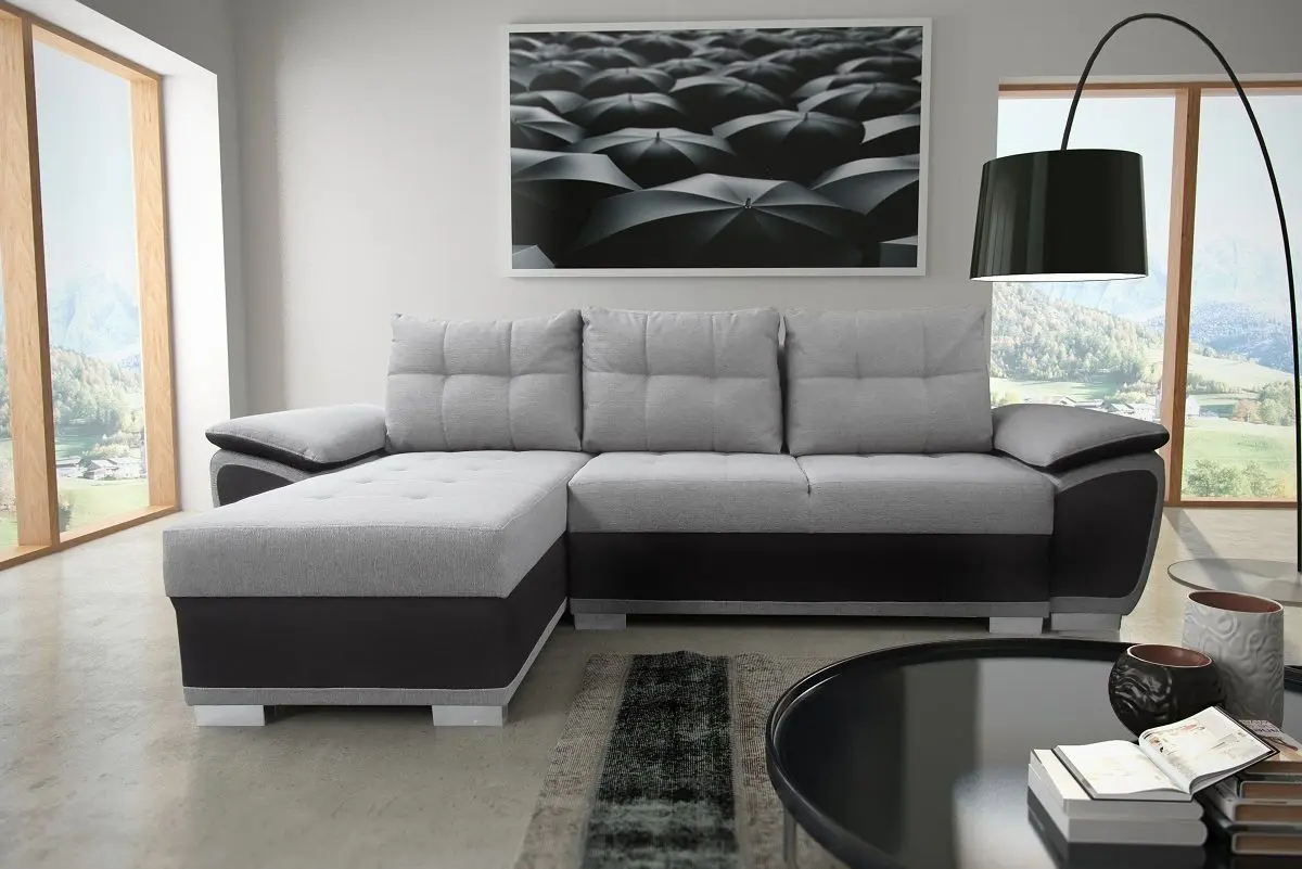 Диван угловой Platan Karolina 02 (Black/Light Gray) - 3