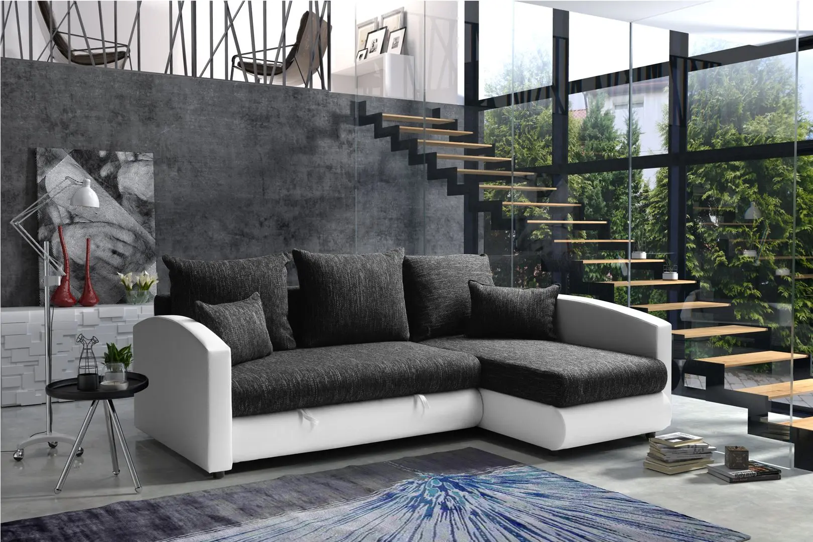 Диван угловой Platan Nina 01 (White/Black) - 2
