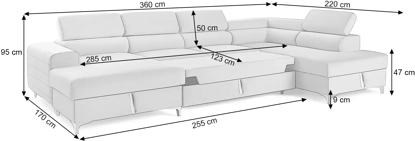 Canapea in forma de U Prestige Time New Velutto dreapta