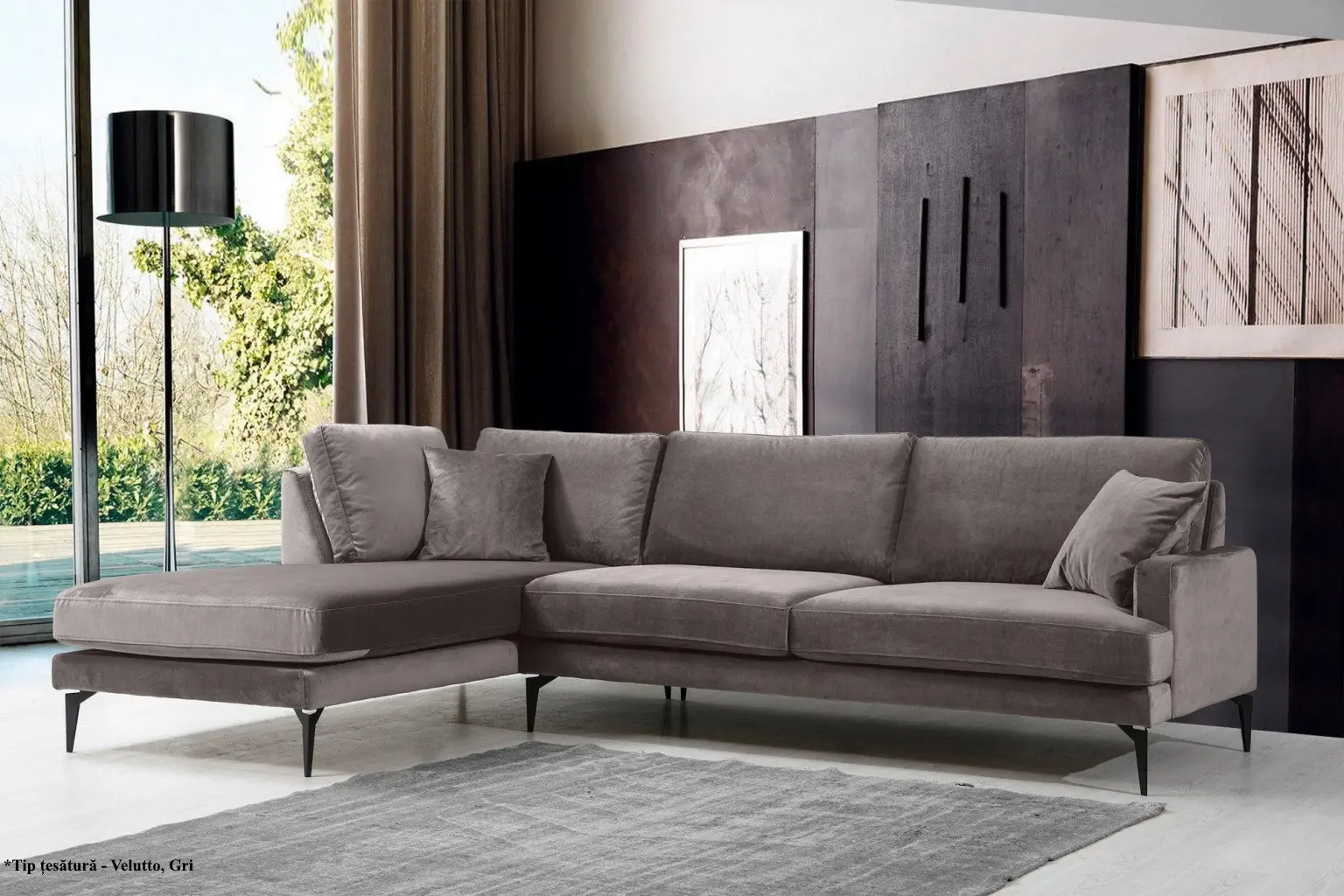 Canapea de colt Prestige Azzuro Mystery/Velutto stanga