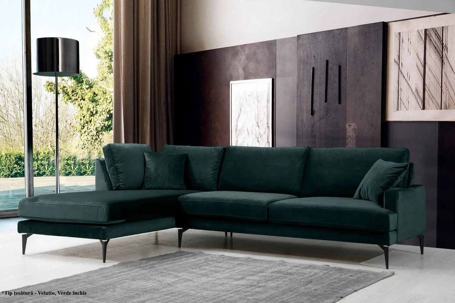 Canapea de colt Prestige Azzuro Mystery/Velutto stanga