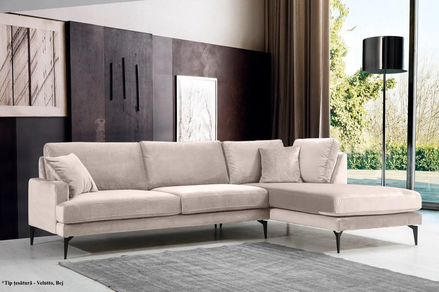 Canapea de colt Prestige Azzuro Mystery/Velutto dreapta