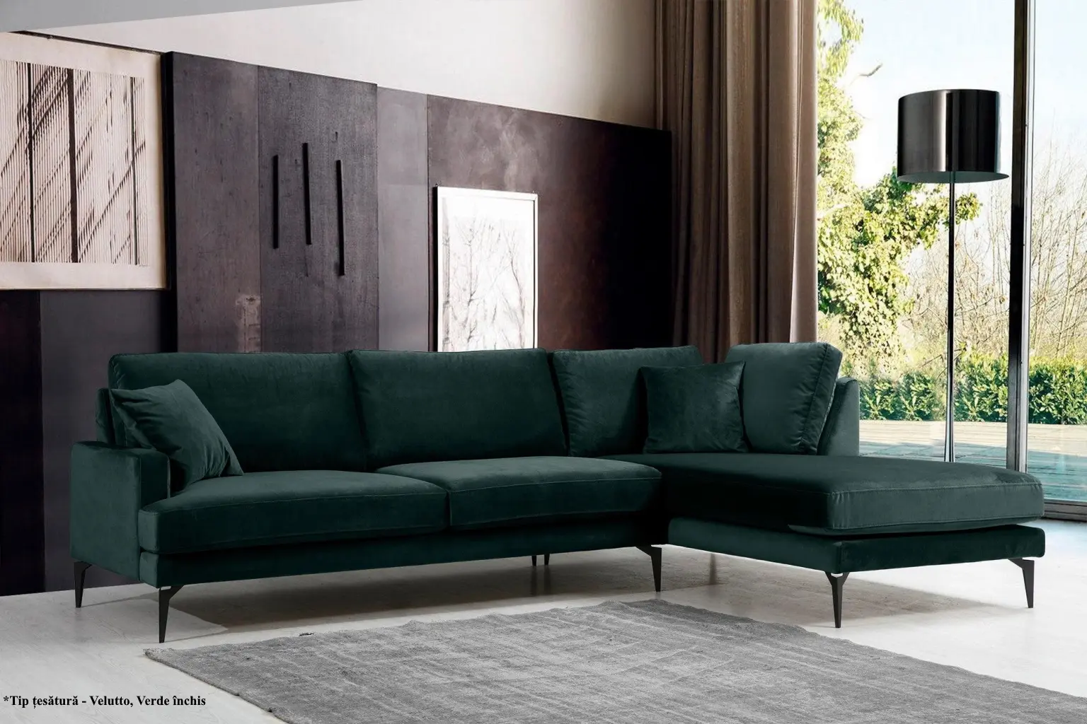 Canapea de colt Prestige Azzuro Mystery/Velutto dreapta