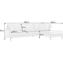 Canapea de colt Prestige Azzuro Mystery/Velutto dreapta Thumb