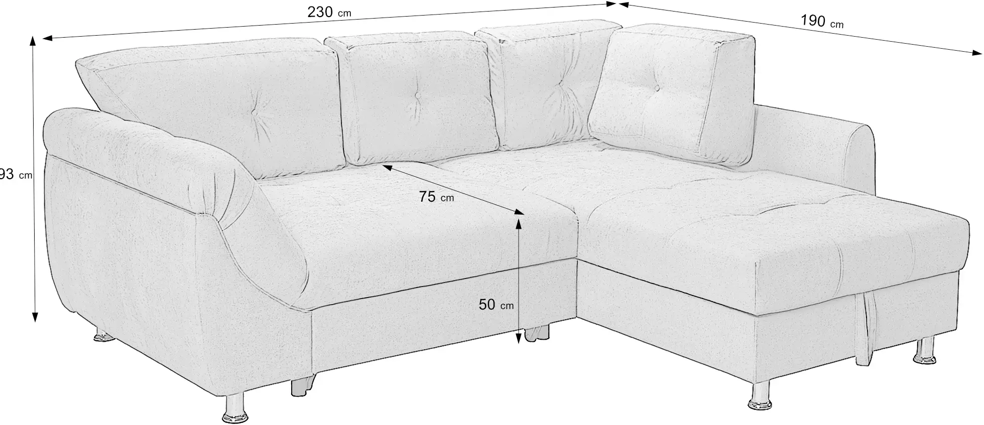 Canapea de colt Prestige Merlin Enjoy dreapta