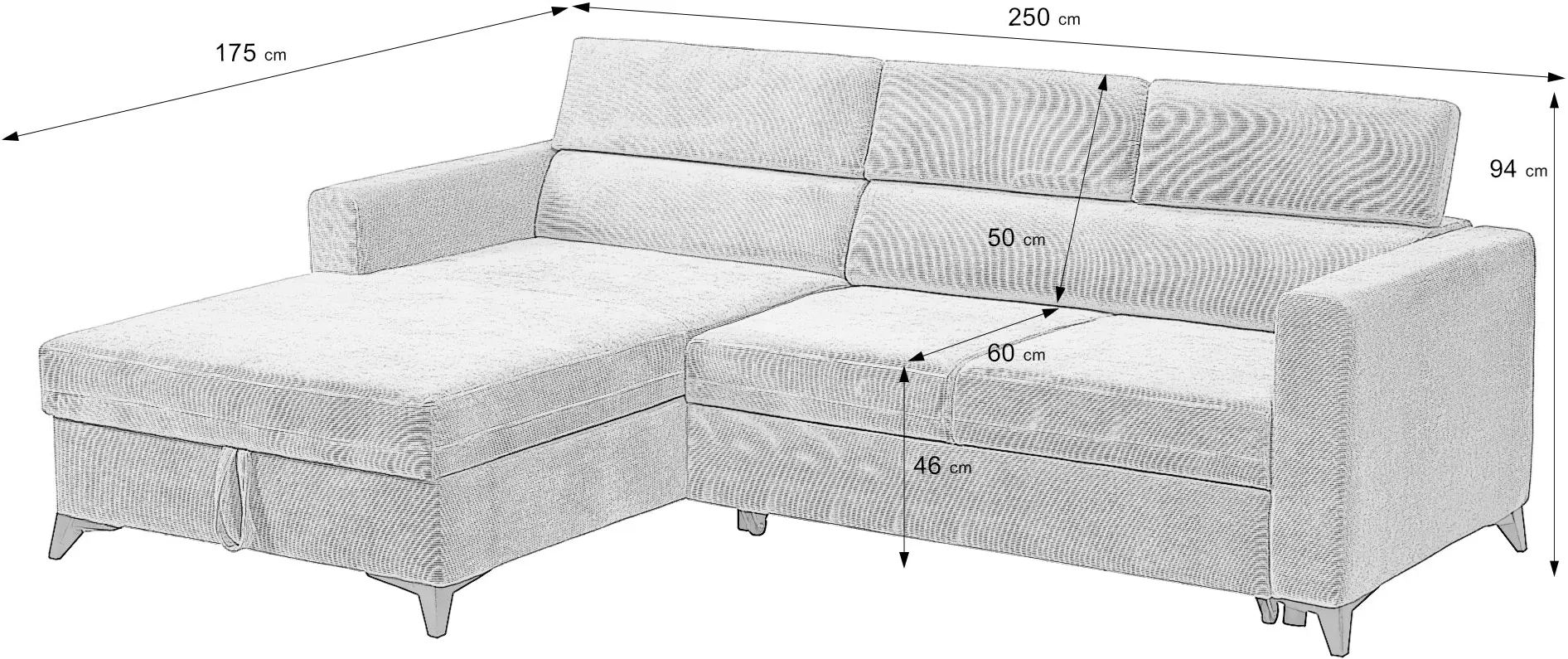 Canapea de colt Prestige Mizzoni Run Again dreapta