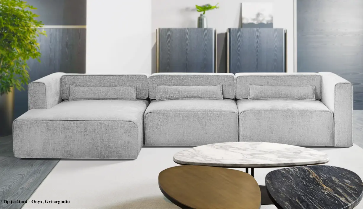 Canapea de colt Prestige Zanetto 4C Onyx stanga