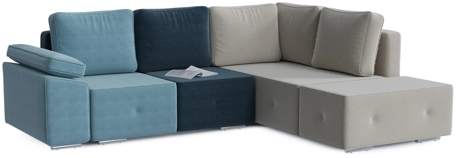 Диван угловой Smart Хавьер 2 Sky (Azure/Blue/Grey)