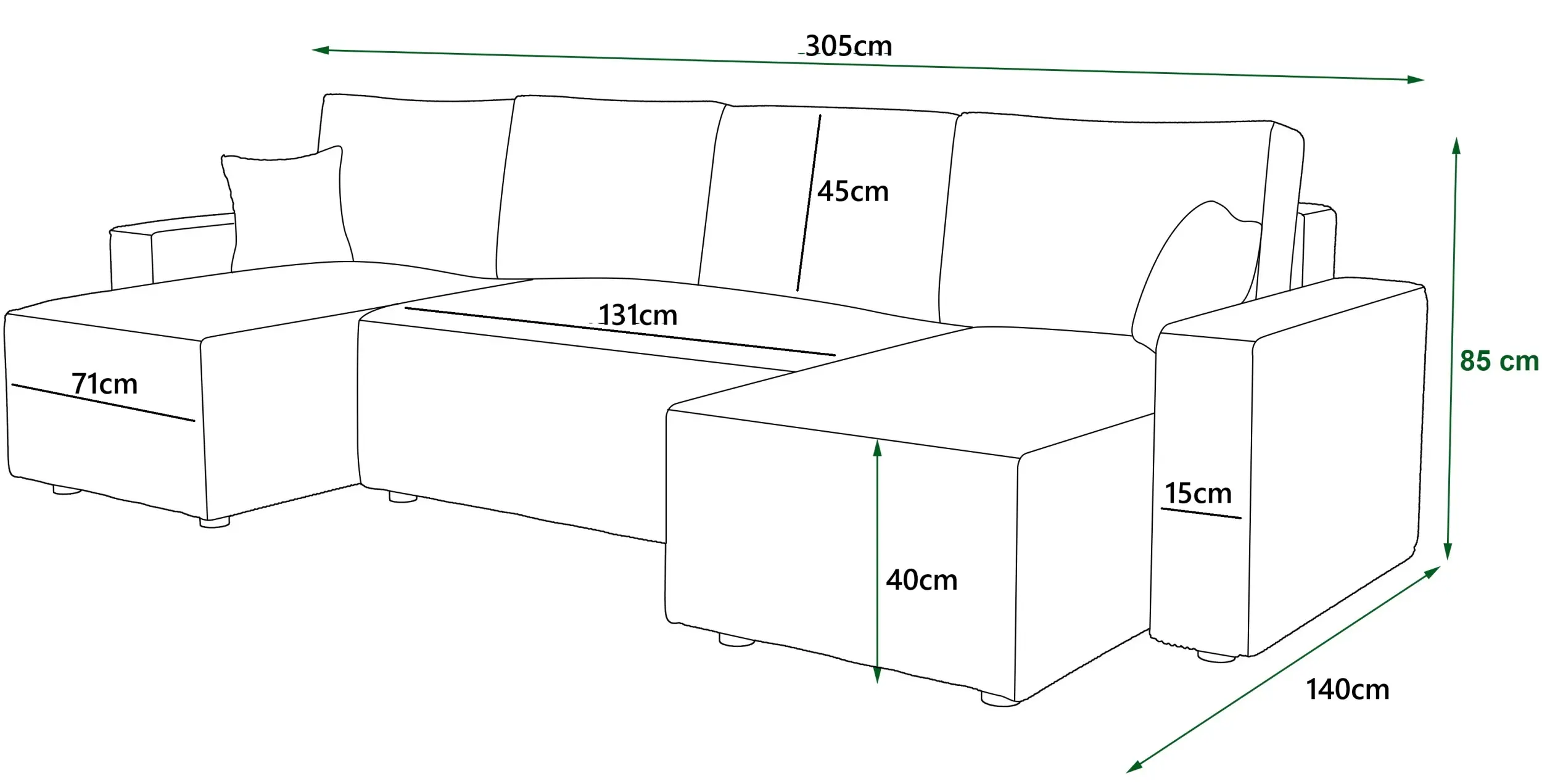 Canapea in forma de U Space Meble Amber U Poso 110 (Grey) - 6