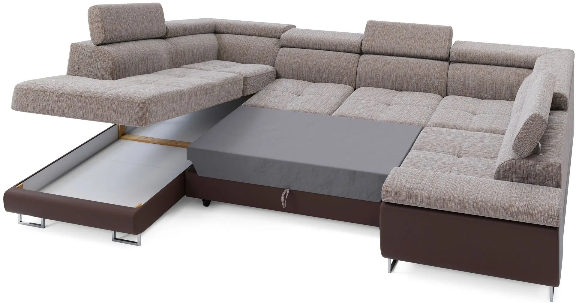 Диван П-образный Space Meble Anton U L+L Kornet 04/D33 (Brown/Brown Dark) - 3