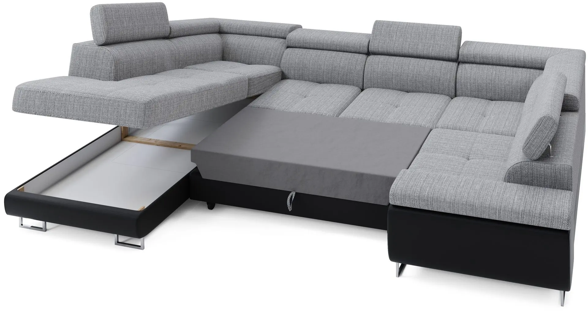 Диван П-образный Space Meble Anton U L+L Sawana 05/D511 (Gray Dark/White) - 2