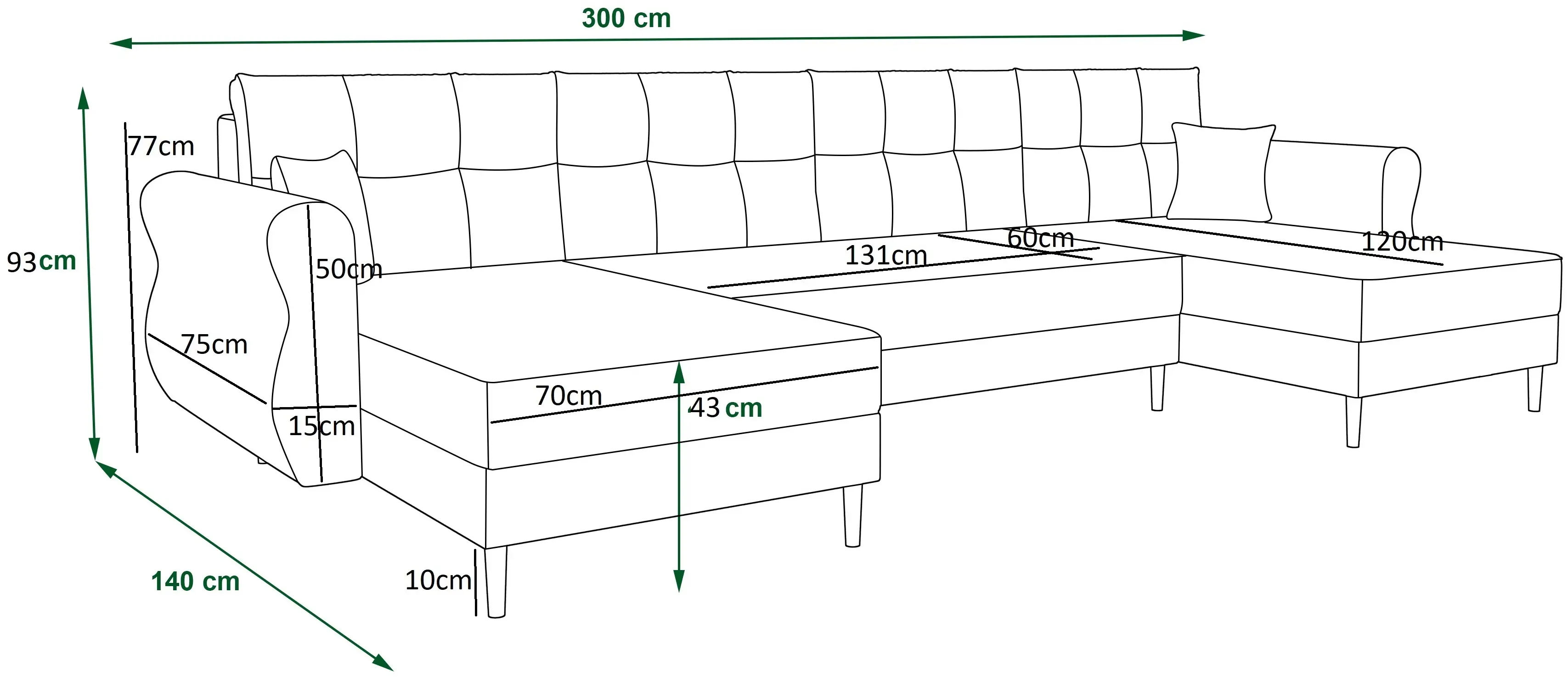 Canapea in forma de U Space Meble Apollo U Itaka 50 (Gray Light)